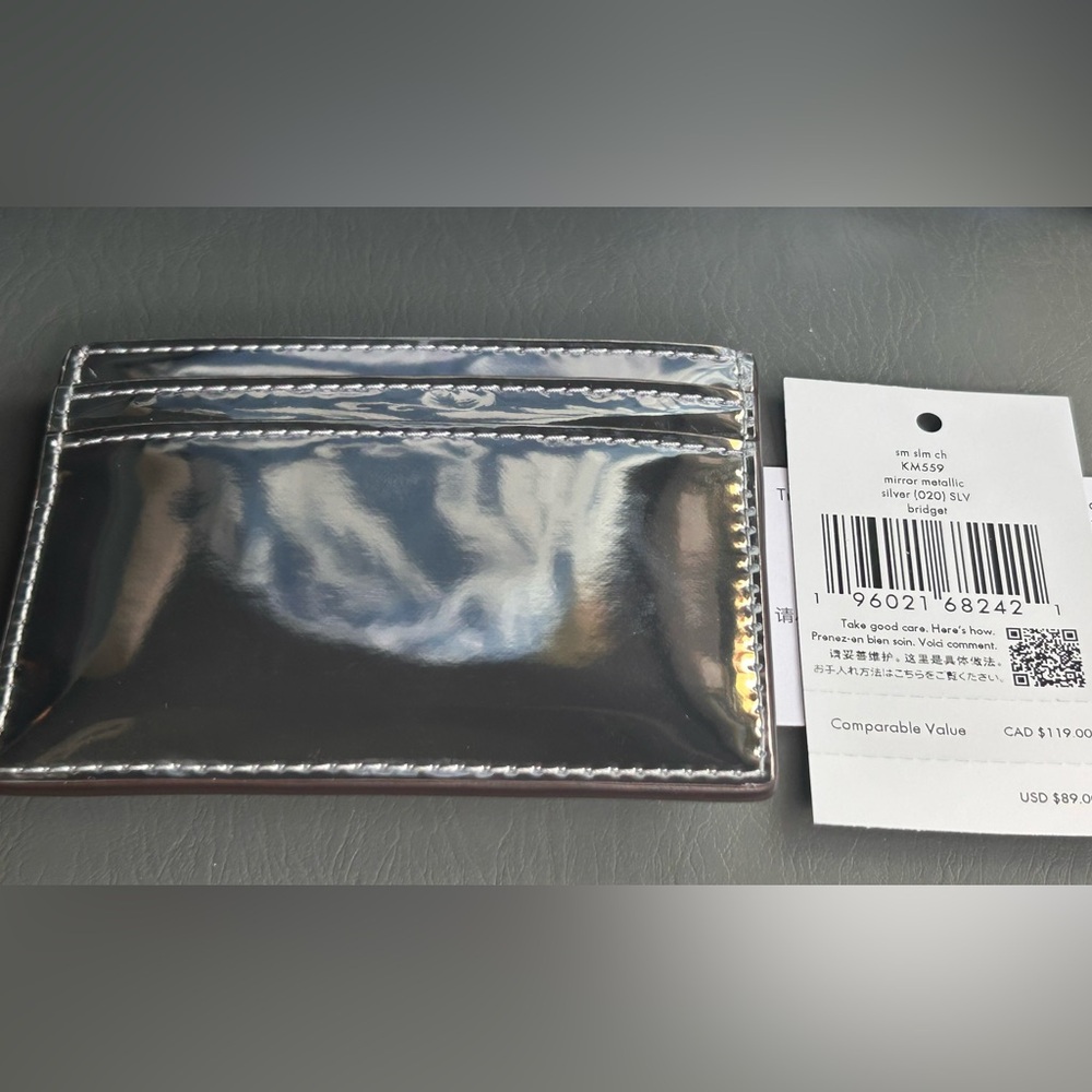 Kate Spade NWT Metallic Silver Credit Card Holder wallet - Picture 4 of 7